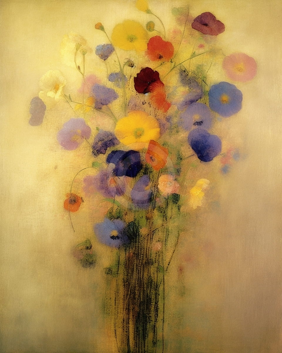 Buchet pastel pe fundal galben