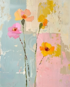 Flori simple pe fundal pastel