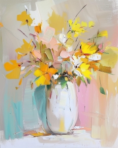 Buchet galben in vaza alba