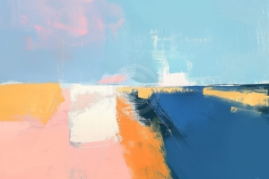 Peisaj abstract marin in culori calde