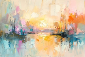Rasarit abstract peste apa