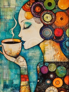 Femeie cu Ceasca de Cafea