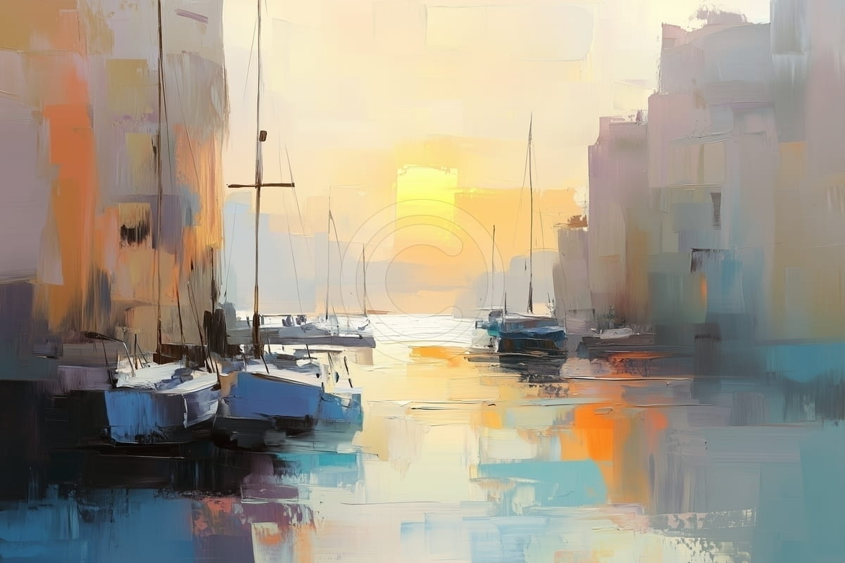 Tablou Apus in marina